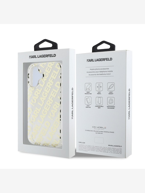 Karl Lagerfeld Karl Lagerfeld IML Electroplated Repeated Logo Back Cover für iPhone 16 Gold