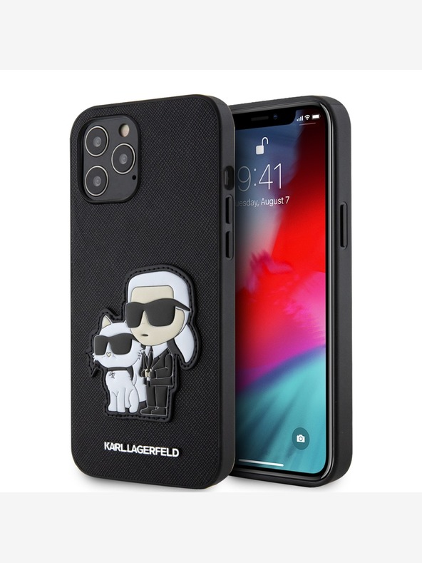 Karl Lagerfeld Karl Lagerfeld PU Saffiano Karl und Choupette Schutzhülle für iPhone 12/12 Pro Schwarz