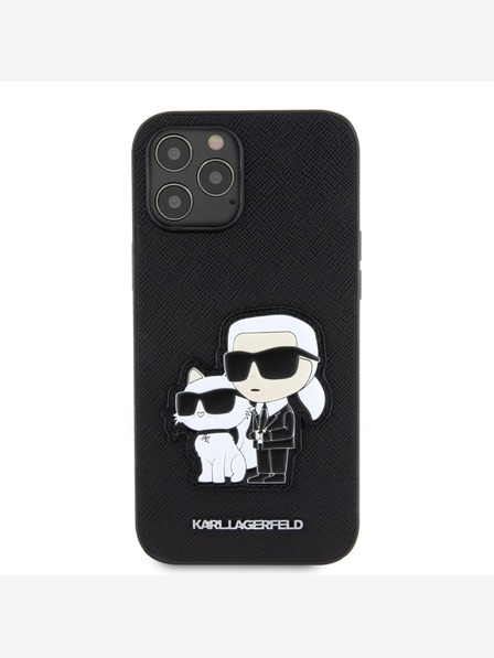 Karl Lagerfeld Karl Lagerfeld PU Saffiano Karl und Choupette Schutzhülle für iPhone 12/12 Pro Schwarz