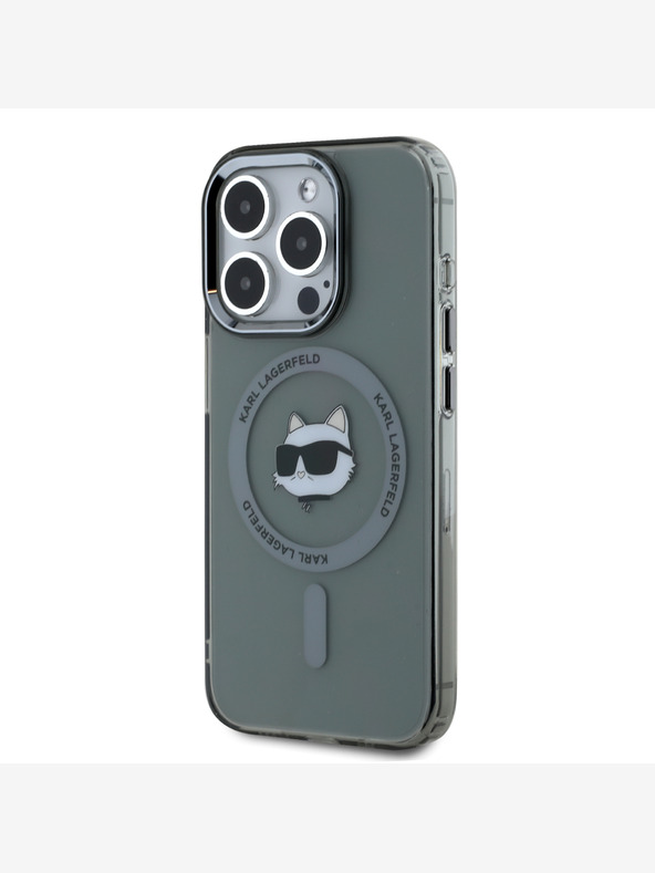 Karl Lagerfeld Karl Lagerfeld IML Choupette Head Metallrahmen MagSafe Back Cover für iPhone 15 Pro Max Schwarz