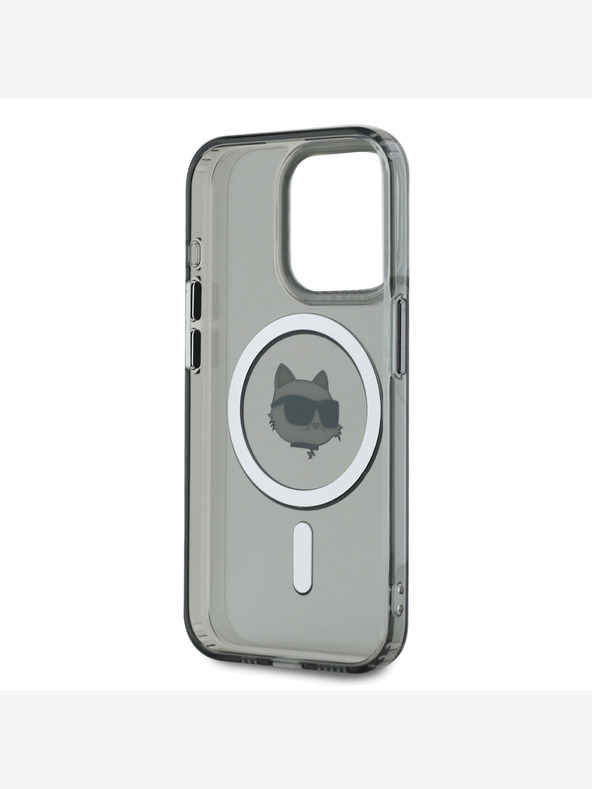 Karl Lagerfeld Karl Lagerfeld IML Choupette Head Metallrahmen MagSafe Back Cover für iPhone 15 Pro Max Schwarz