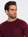 Ombre Clothing Burgunderrotes Herren-T-Shirt Basic mit Tasche Ombre Clothing