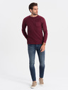 Ombre Clothing Burgunderrotes Herren-T-Shirt Basic mit Tasche Ombre Clothing