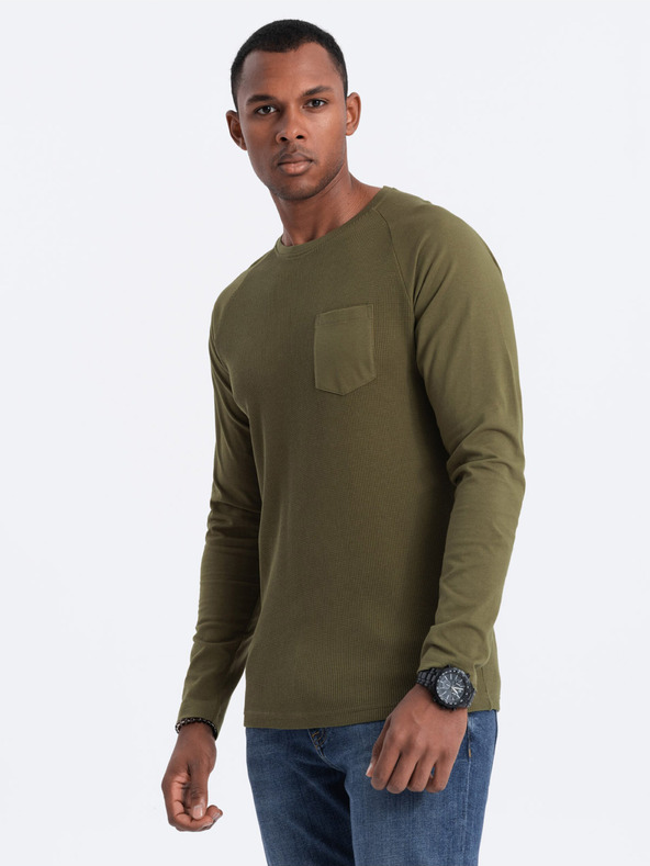 Ombre Clothing Khaki Herren Basic T-Shirt mit Tasche Ombre Clothing