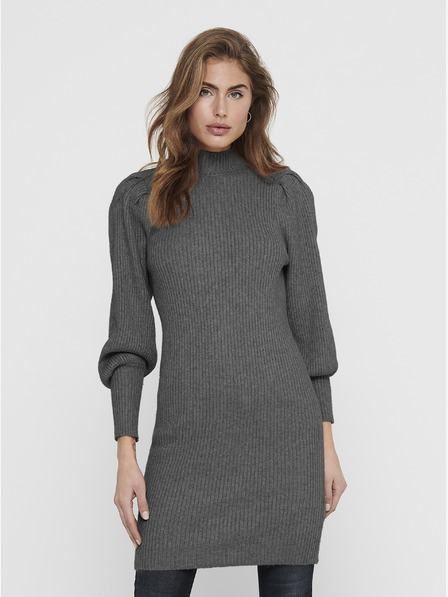 ONLY Dunkelgraues geripptes Pulloverkleid ONLY Katia