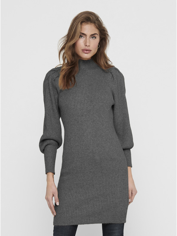 ONLY Dunkelgraues geripptes Pulloverkleid ONLY Katia