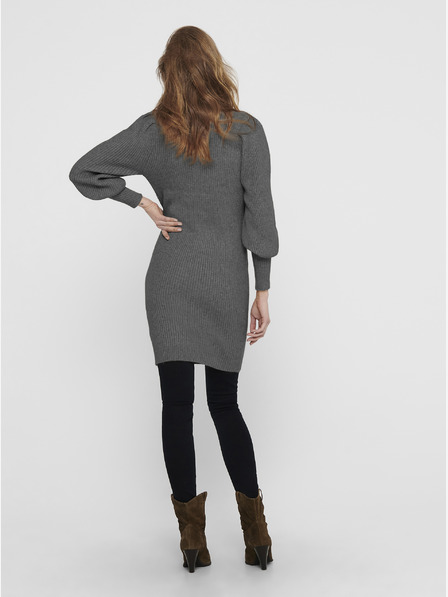 ONLY Dunkelgraues geripptes Pulloverkleid ONLY Katia