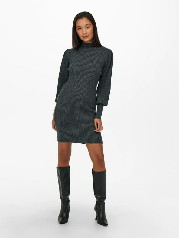ONLY Dunkelgraues geripptes Pulloverkleid ONLY Katia