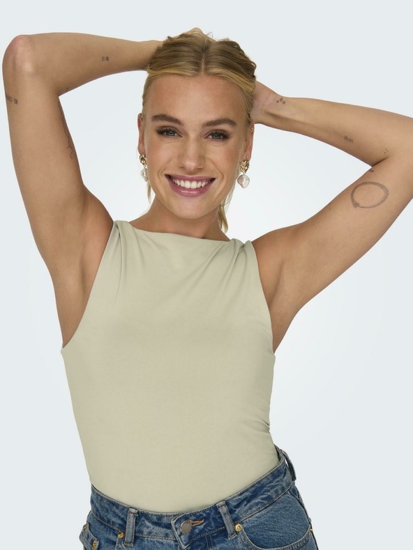 ONLY Beigefarbenes Basic-Tank-Top für Damen ONLY Ea (wendbar)