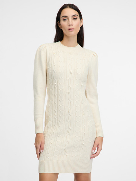 Orsay Cremefarbenes Damen-Pulloverkleid ORSAY
