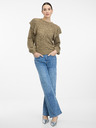 Orsay Khaki Damenpullover mit Rüschen ORSAY