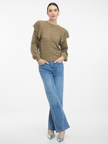 Orsay Khaki Damenpullover mit Rüschen ORSAY