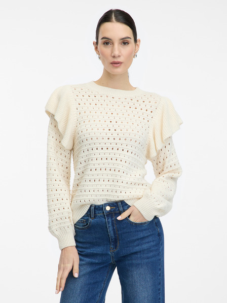 Orsay Cremefarbener Damenpullover mit Rüschen ORSAY