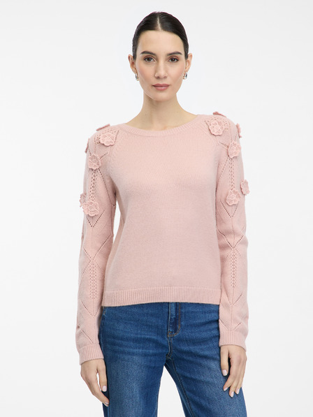 Orsay Hellrosa Damenpullover mit Blumenapplikation ORSAY