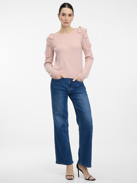 Orsay Hellrosa Damenpullover mit Blumenapplikation ORSAY