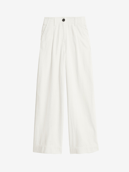 Marks & Spencer Marks & Spencer Baumwollhose mit weitem Bein und hoher Taille Creme