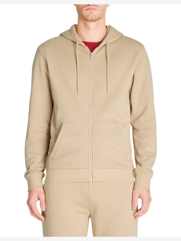 Celio Beige Herren-Kapuzenpulli mit Reißverschluss Celio Fethree