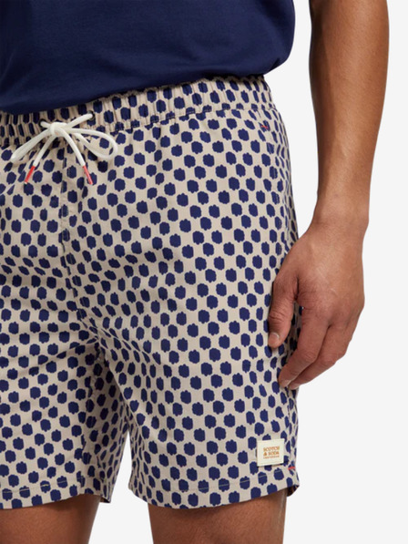 Scotch & Soda Blau-beige gemusterte Herren-Bademode Scotch & Soda