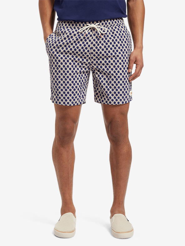 Scotch & Soda Blau-beige gemusterte Herren-Bademode Scotch & Soda