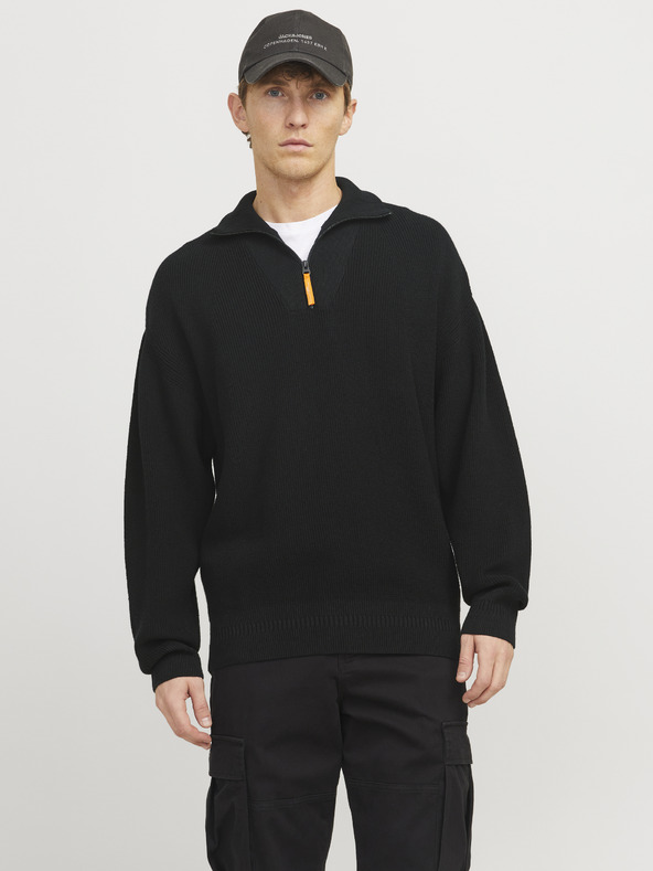 Jack & Jones Schwarzer Jack & Jones Outdoor Pullover mit Reißverschluss für Herren