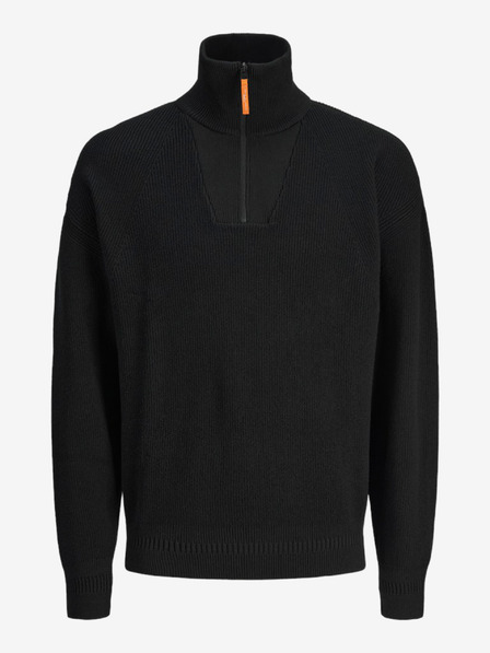 Jack & Jones Schwarzer Jack & Jones Outdoor Pullover mit Reißverschluss für Herren