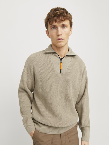 Jack & Jones Beige Herren Jack & Jones Outdoor Pullover mit Reißverschluss