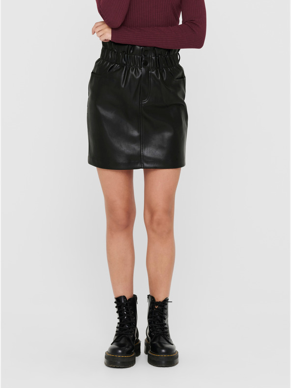 ONLY Schwarzer Damen-Kunstlederminirock ONLY Maiya