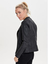 ONLY Schwarze kurvige Damenlederjacke mit Taschen ONLY Biker