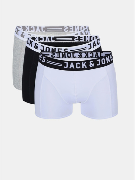 Jack & Jones Dreierpack Jack & Jones Sense Boxershorts für Herren in Weiß, Schwarz und Grau