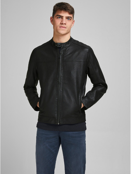 Jack & Jones Schwarze Jack & Jones Warner Lederjacke