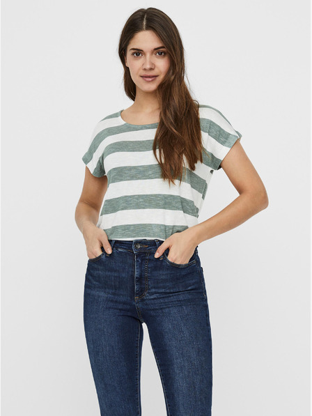 Vero Moda Grün und weiß gestreiftes T-Shirt VERO MODA Wide Stripe