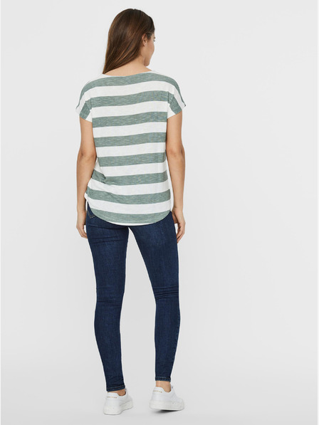 Vero Moda Grün und weiß gestreiftes T-Shirt VERO MODA Wide Stripe