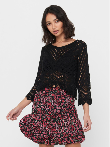 Jacqueline de Yong Schwarzer kurzer Pullover JDY-New Sun