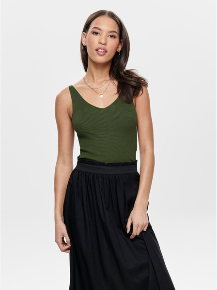 Jacqueline de Yong Dunkelgrünes geripptes Tank-Top JDY Nanna