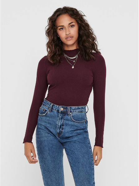 ONLY ONLY Emma burgunderfarbenes Basic-Shirt