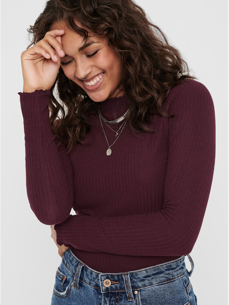ONLY ONLY Emma burgunderfarbenes Basic-Shirt