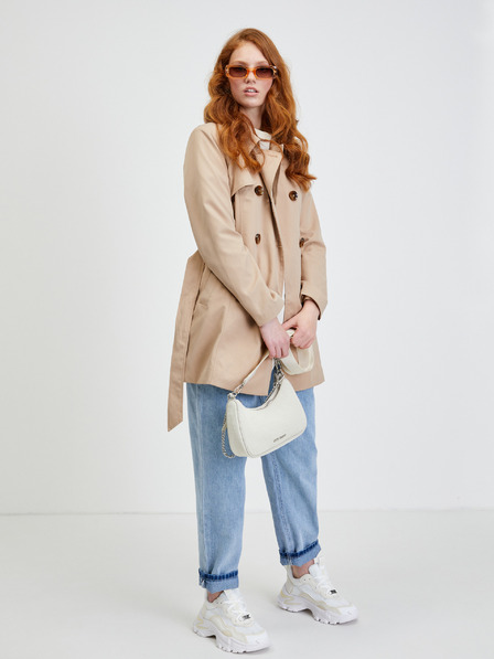 ONLY Beigefarbener kurzer Trenchcoat mit Krawatte ONLY Valerie