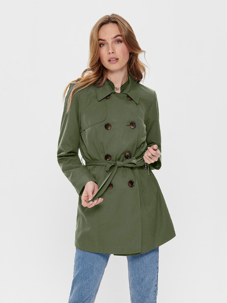 ONLY Khakifarbener kurzer Trenchcoat mit Krawatte ONLY Valerie