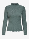 ONLY Grünes geripptes Damen-T-Shirt ONLY Emma