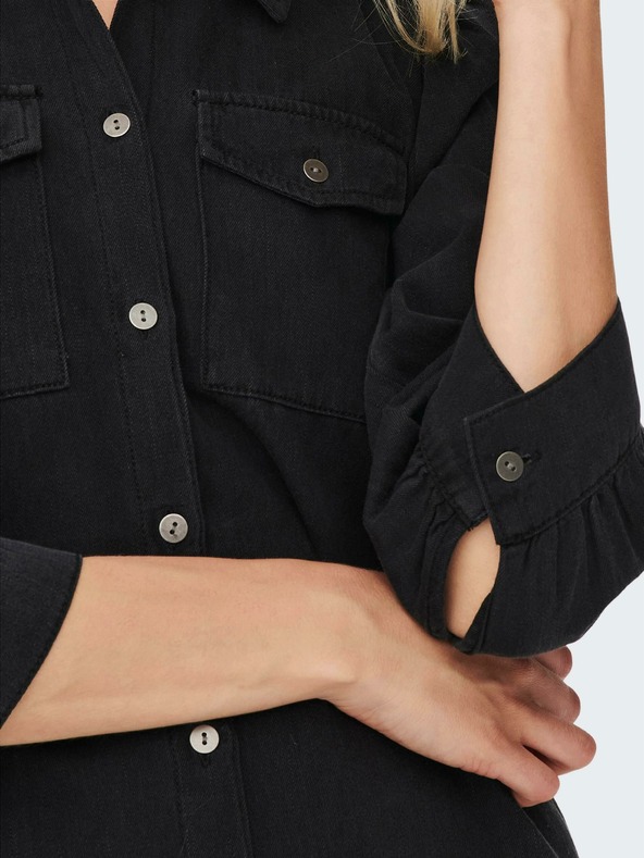 ONLY Schwarzes Hemdblusenkleid aus Denim ONLY Felica