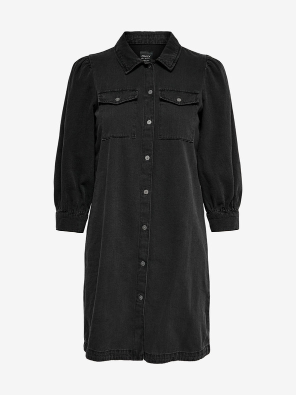 ONLY Schwarzes Hemdblusenkleid aus Denim ONLY Felica