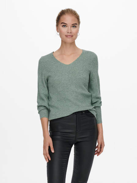 ONLY Grüner gerippter Basic-Pullover ONLY Latia