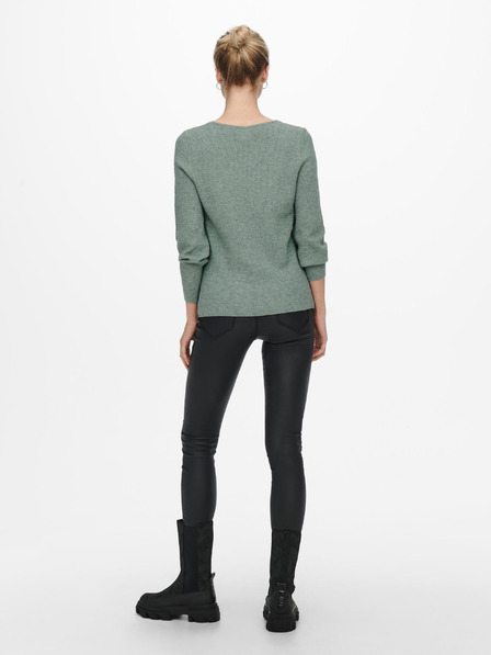 ONLY Grüner gerippter Basic-Pullover ONLY Latia