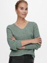 ONLY Grüner gerippter Basic-Pullover ONLY Latia