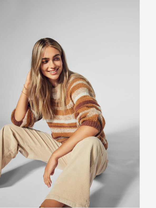 ONLY Beigefarbene Damen-Cordhose mit weitem Bein ONLY Hope