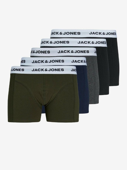 Jack & Jones Fünfer-Set Jack & Jones Boxershorts in Khaki, Blau, Grau und Schwarz