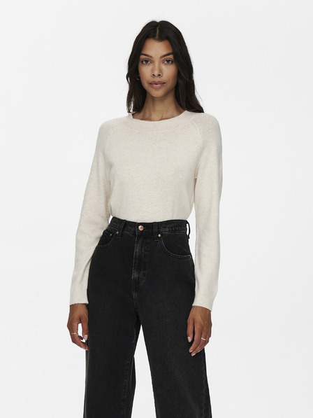 ONLY Cremefarbener Basic-Pullover ONLY Rica