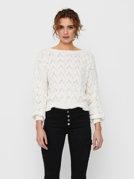 ONLY Weißer gemusterter Pullover für Frauen ONLY Brynn