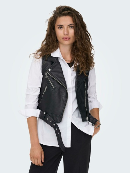 ONLY Schwarze Damen Lederweste ONLY Vera