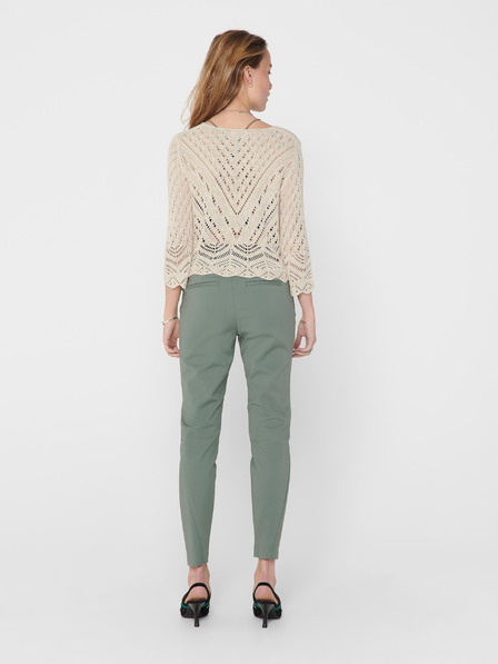 Jacqueline de Yong Cremefarbenes gemustertes Crop-Top 3/4-Arm-Pullover JDY Neu